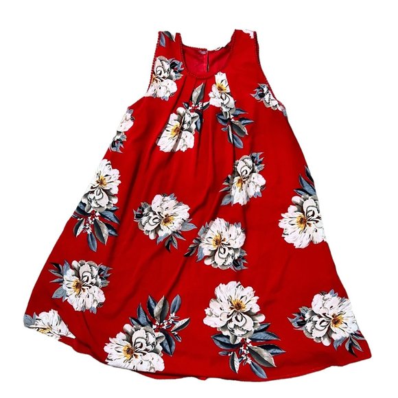 Umgee Tops - UMGEE Red Floral Sleeveless Blouse Tunic